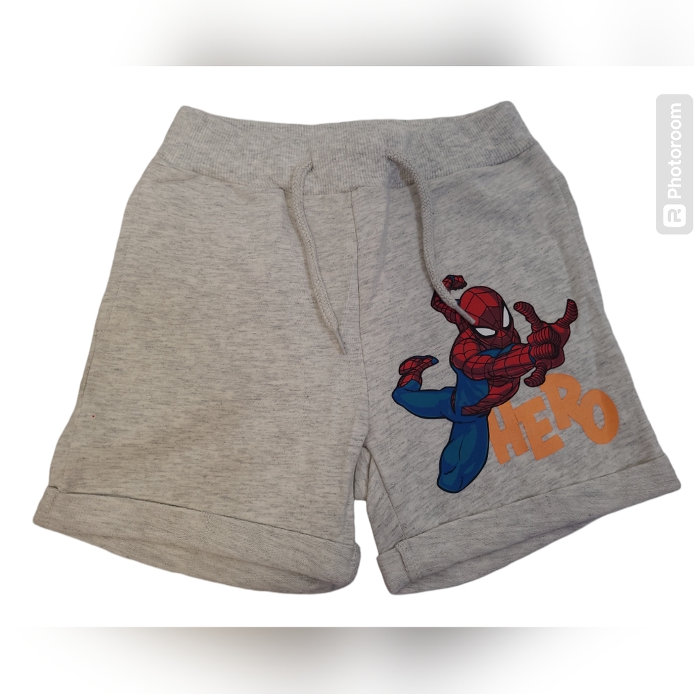 Name It Toddler Spiderman Hero Light Gray Drawstring Sweat Shorts Size 2Y New